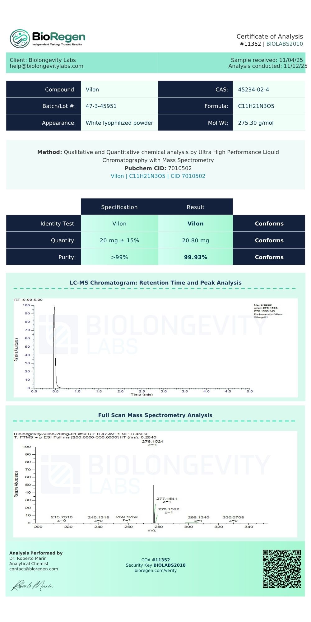 Vilon Peptide (20mg) 5 34aaaa