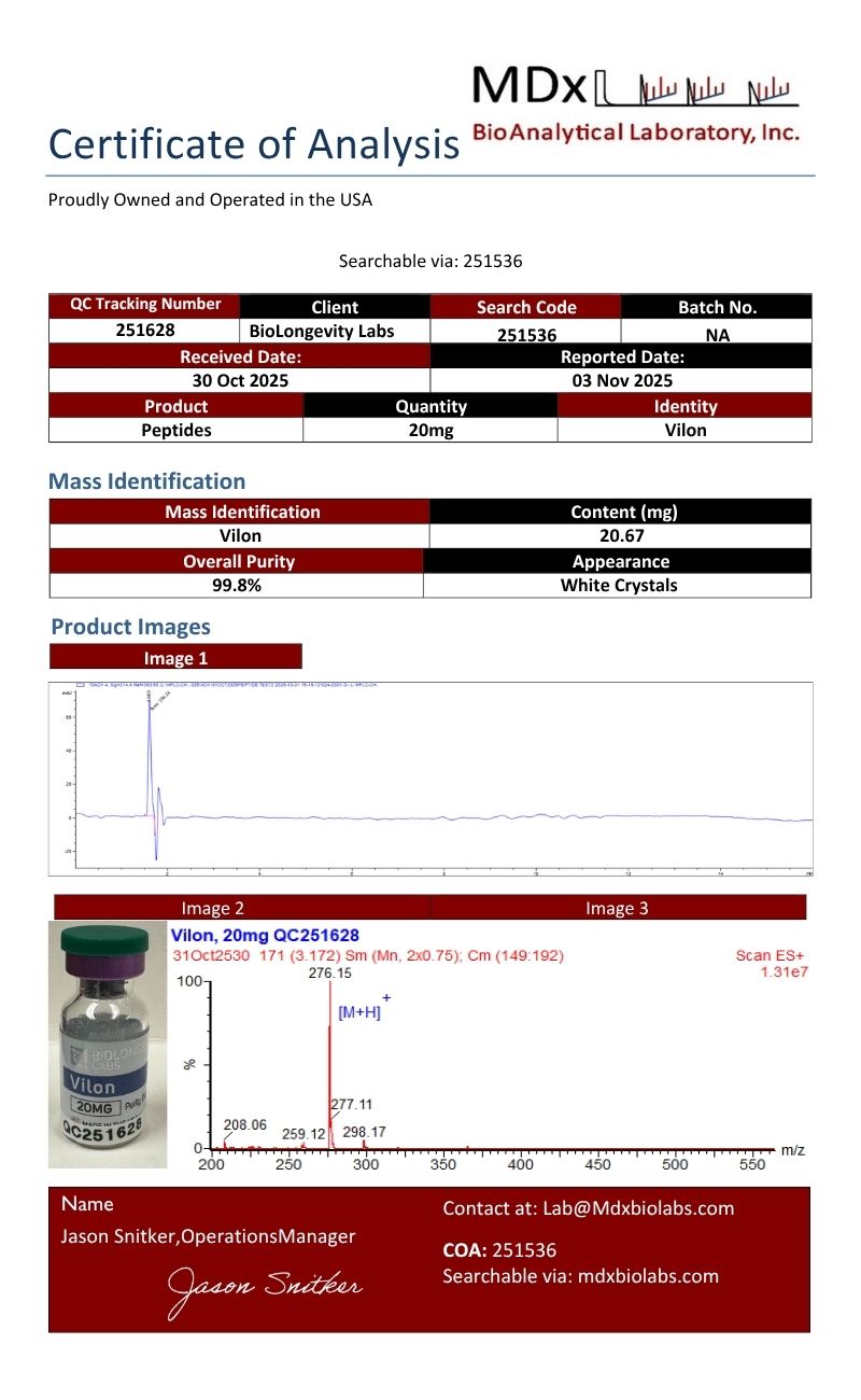 Vilon Peptide (20mg) 6 34aaaq