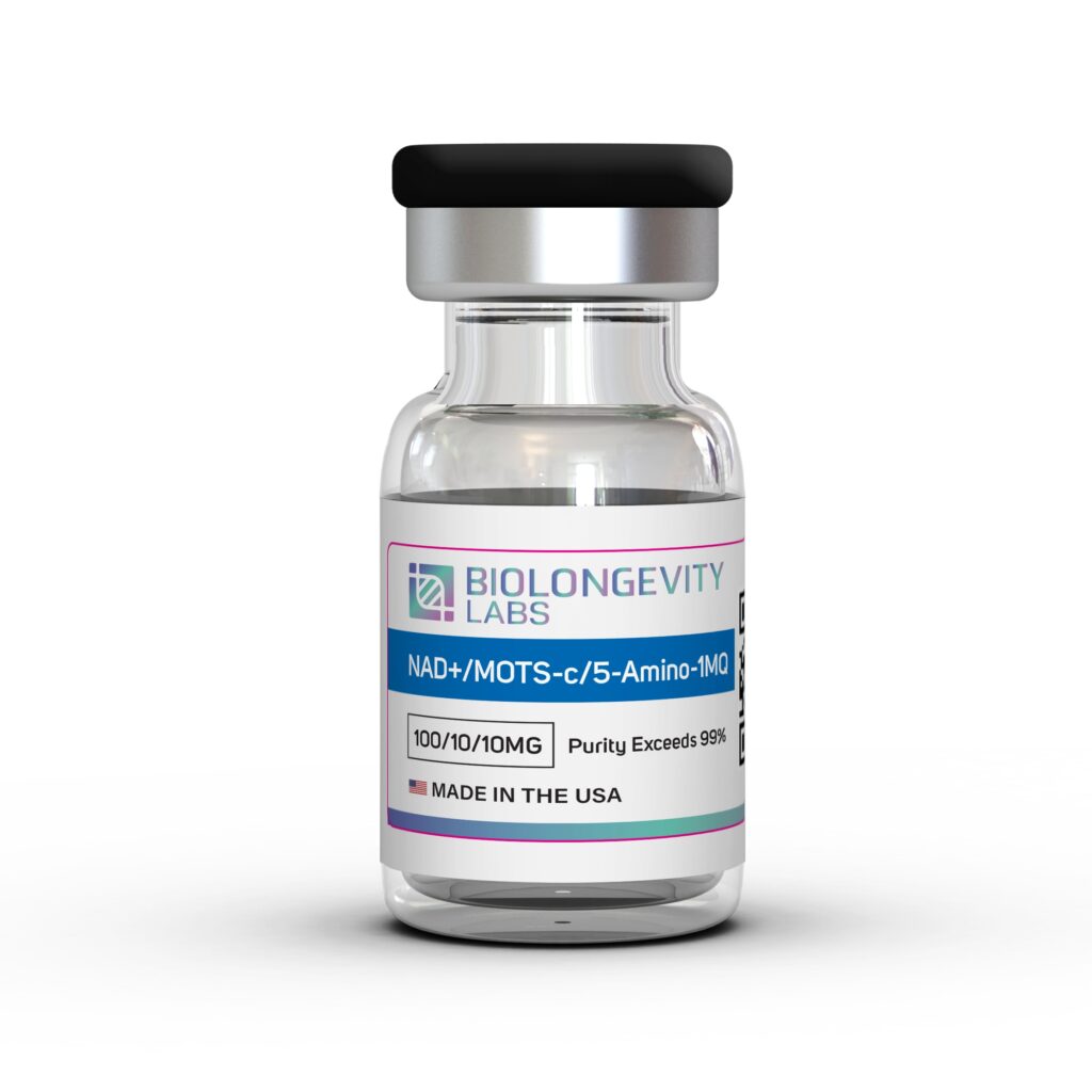 NAD+ / MOTS-c / 5-Amino-1MQ Blend – 120mg (100mg / 10mg / 10mg) 1 40
