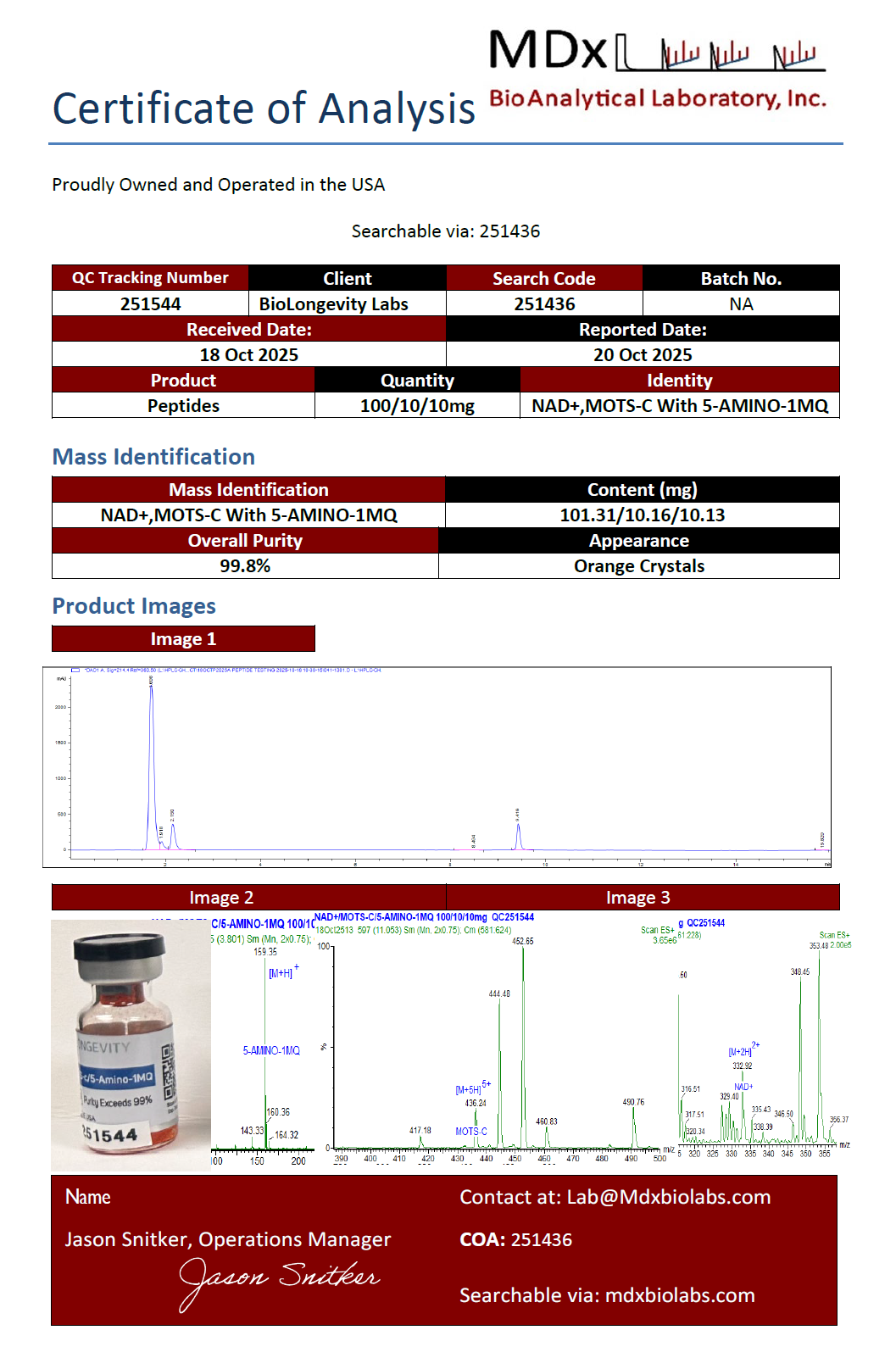 NAD+ / MOTS-c / 5-Amino-1MQ Blend – 120mg (100mg / 10mg / 10mg) 3 40aa