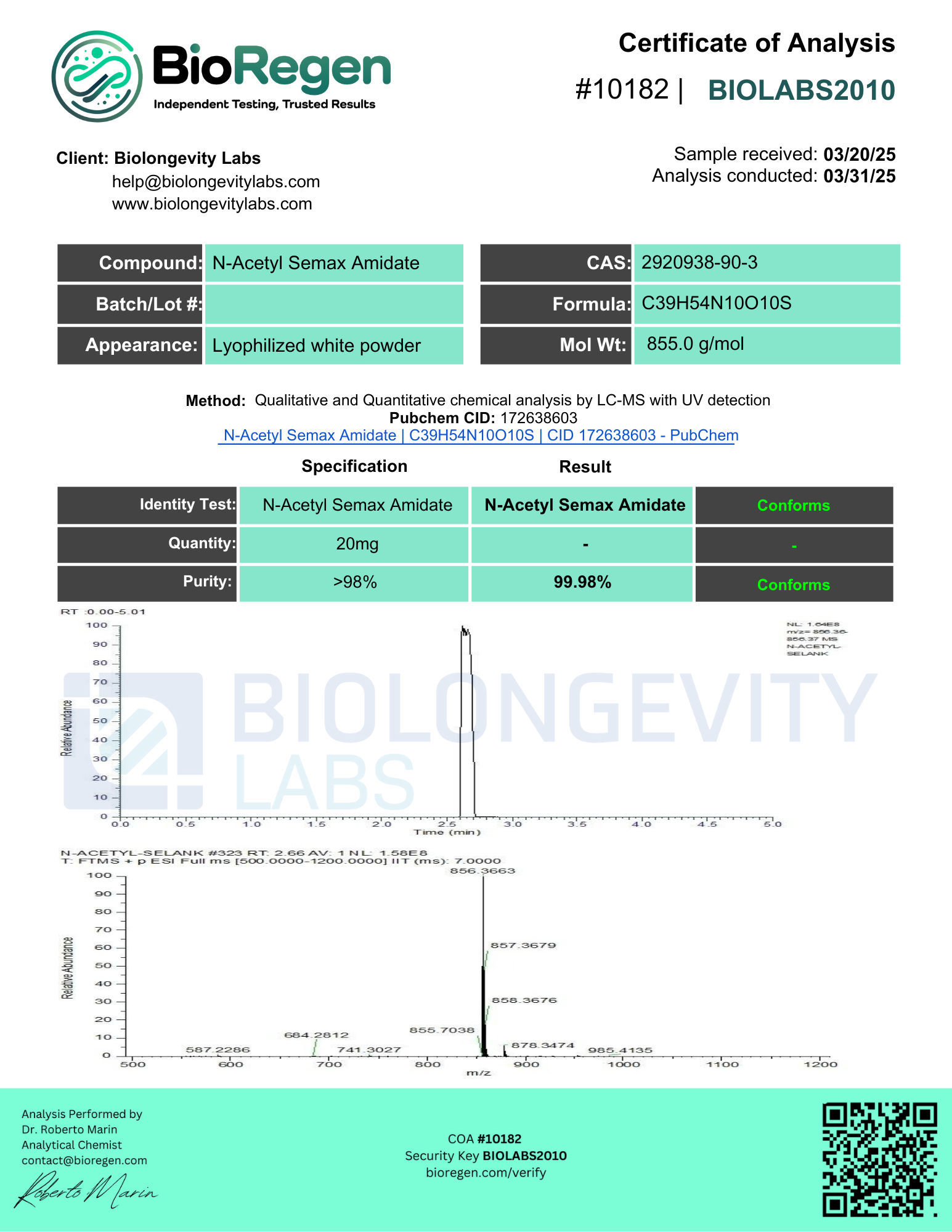 N-Acetyl Semax Amidate (20mg) 9 51aaai